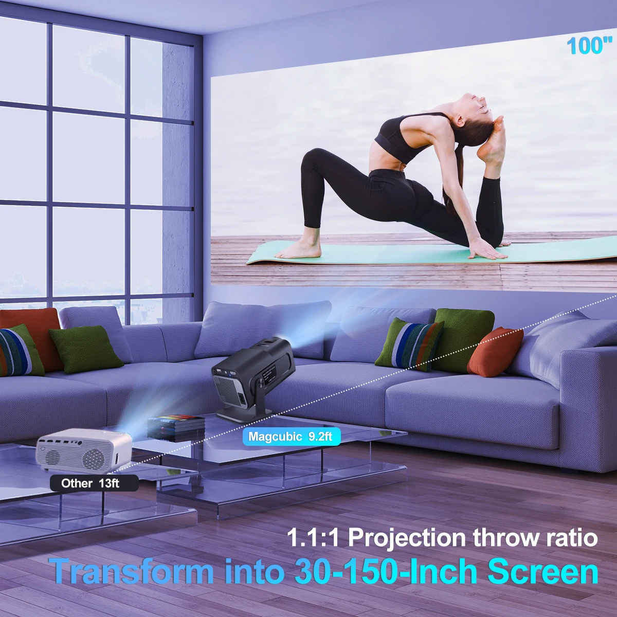 Projetor Portátil 4K Magcubic HY320 – Android 11, Full HD, Wi-Fi 6, BT 5.0 - Imagem 5