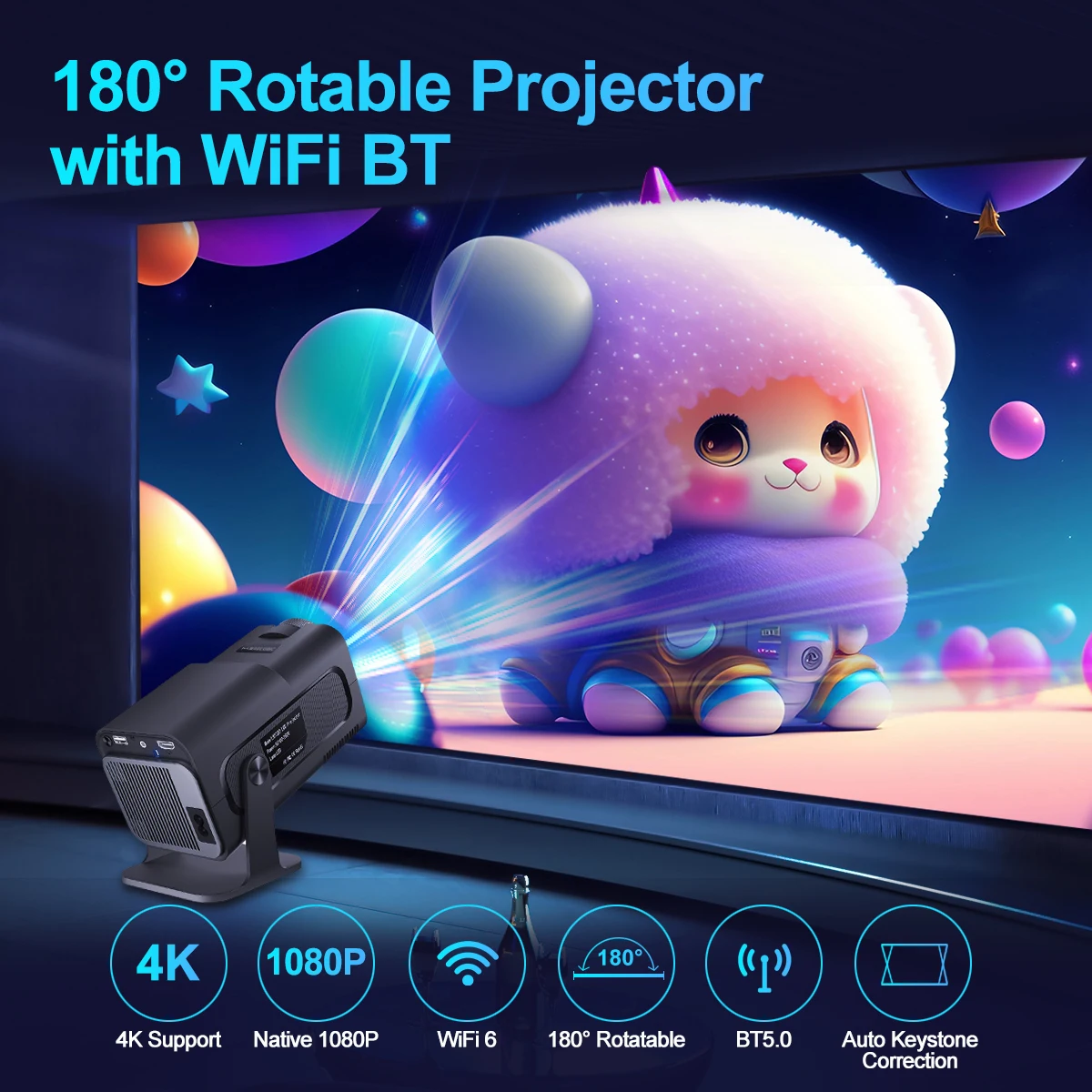 Projetor Portátil 4K Magcubic HY320 – Android 11, Full HD, Wi-Fi 6, BT 5.0 - Imagem 2